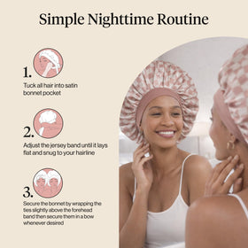 Kitsch bonnet paired with heatless curlers illustrating curl-maintaining benefit