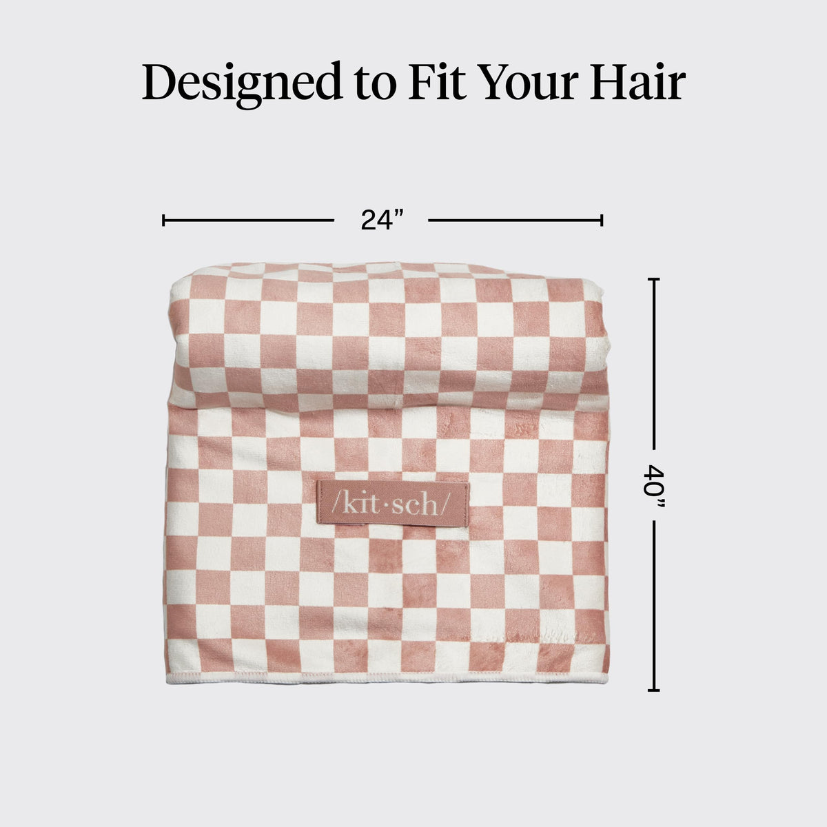 Kitsch beside a regular bath towel to show XL coverage for long hair