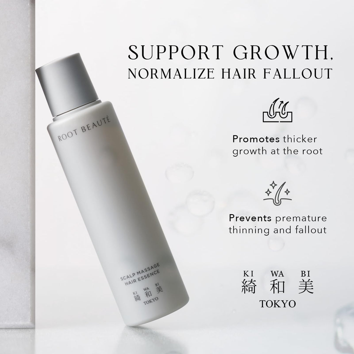 Kiwabi rollerball applicator close-up enabling precise, mess-free scalp targeting