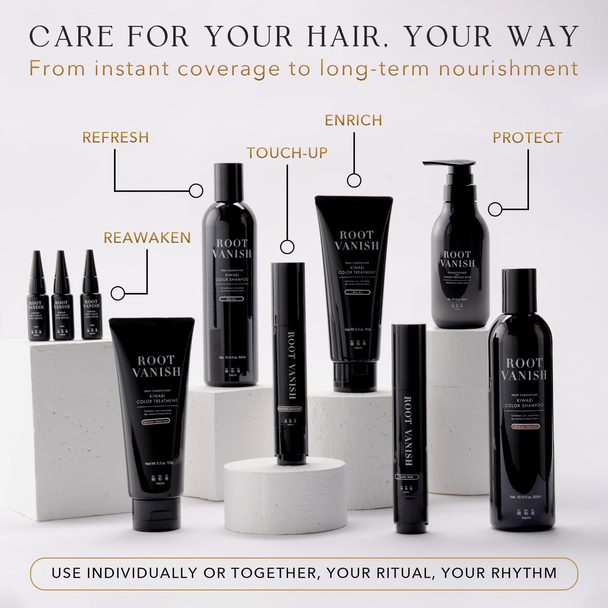 KIWABI bottle styled on bathroom shelf suggesting a clean, fragrance-free routine