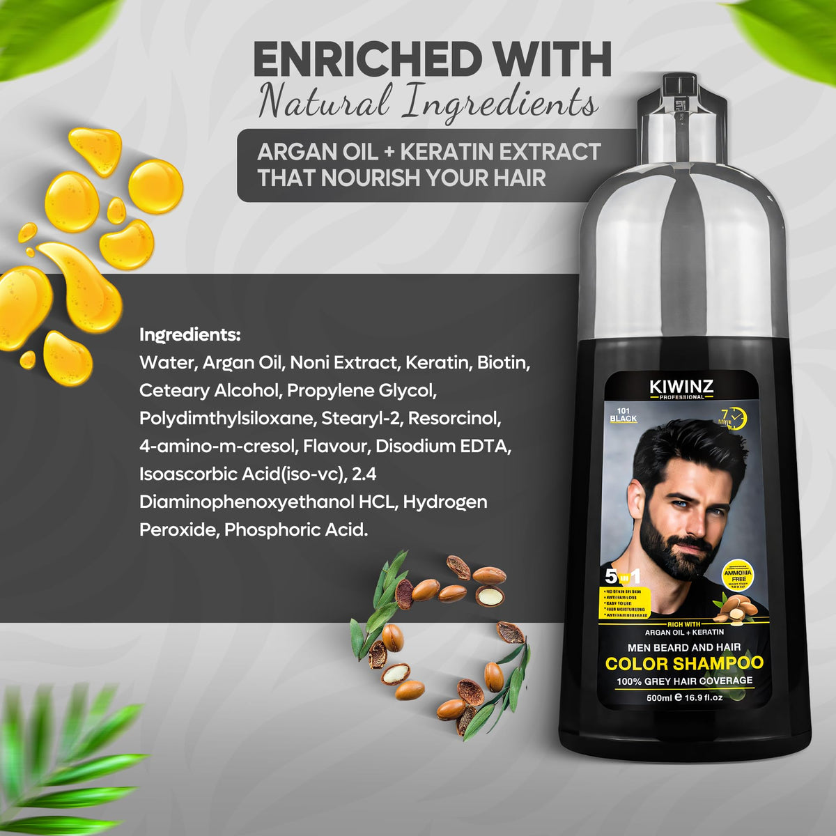 Kiwinz Professional rinsed hair result in lifestyle setting showing natural-looking black color