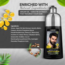 Kiwinz Professional rinsed hair result in lifestyle setting showing natural-looking black color