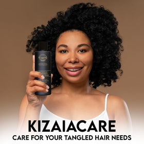 Kizaïa Tangle Hair Expert being applied to a hair strand to loosen knots