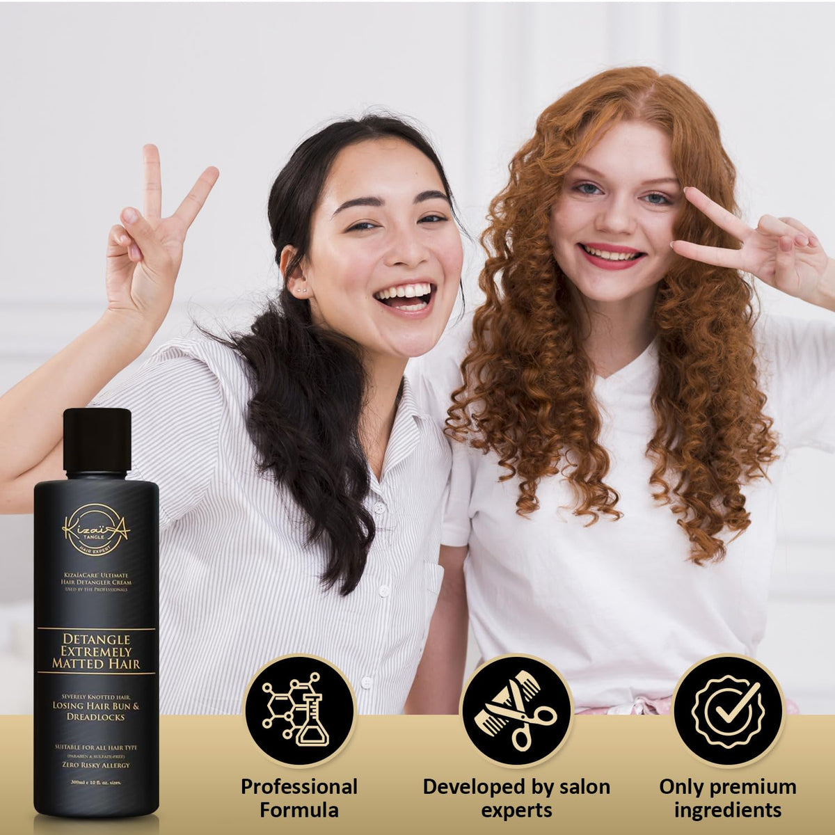 Kizaïa Tangle Hair Expert ingredient label detail highlighting nourishing components