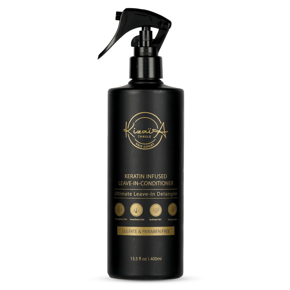 Kizaïa Tangle Hair Expert front packaging showing bottle and label benefit