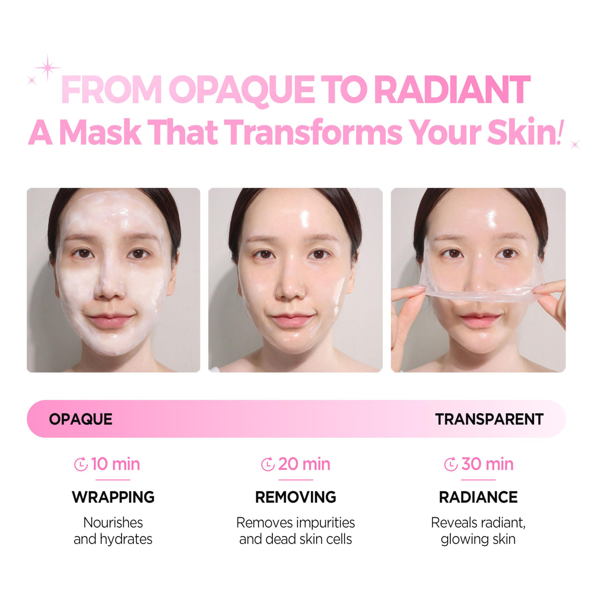 KLAVUU peel-off action image of hand removing mask, reveals smoother skin