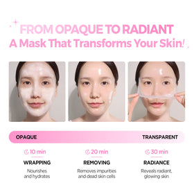 KLAVUU peel-off action image of hand removing mask, reveals smoother skin