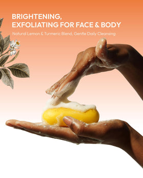 KlearBloom close-up of bar texture and almond particles for gentle exfoliation