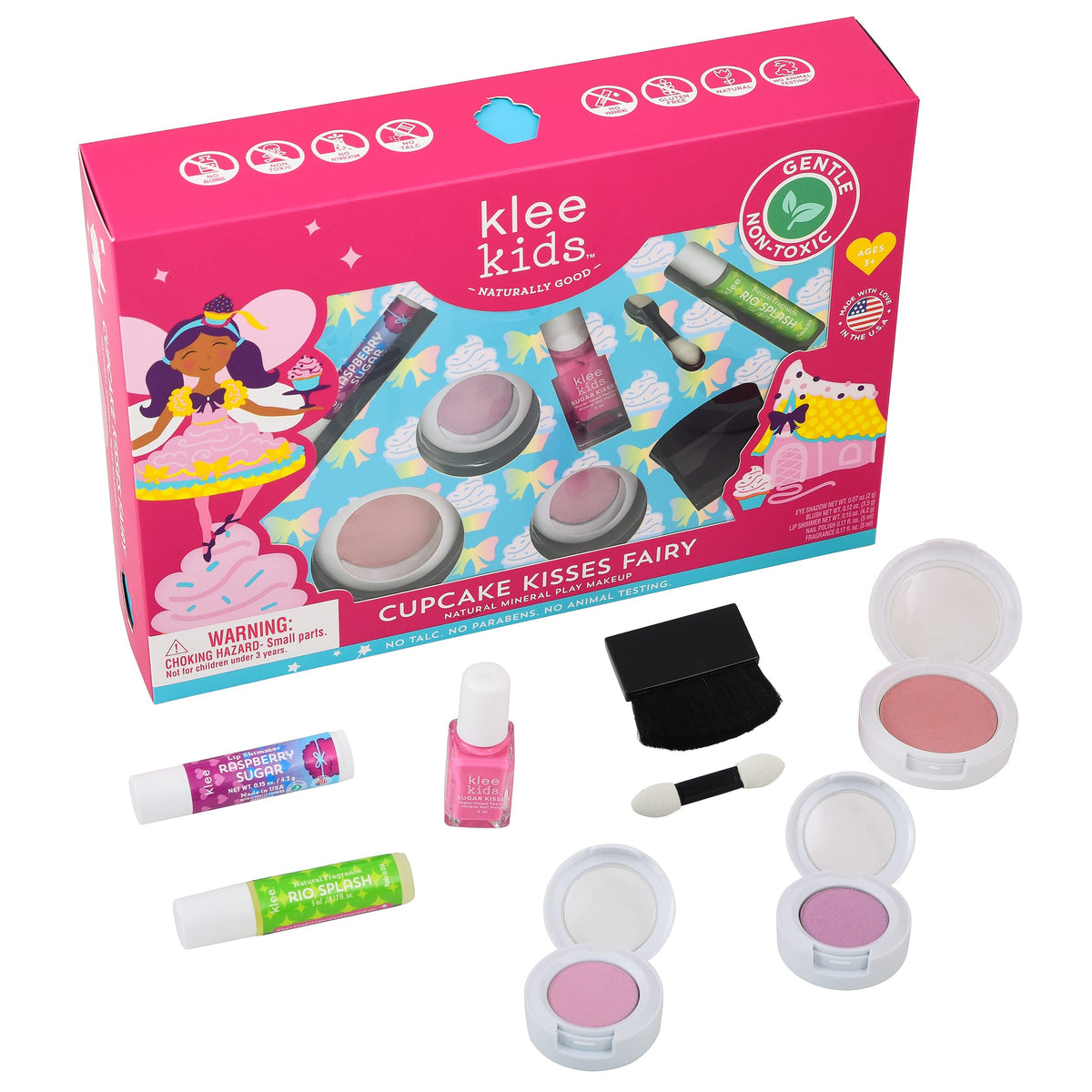 Klee Naturals open Cupcake Kisses kit overhead with contents visible
