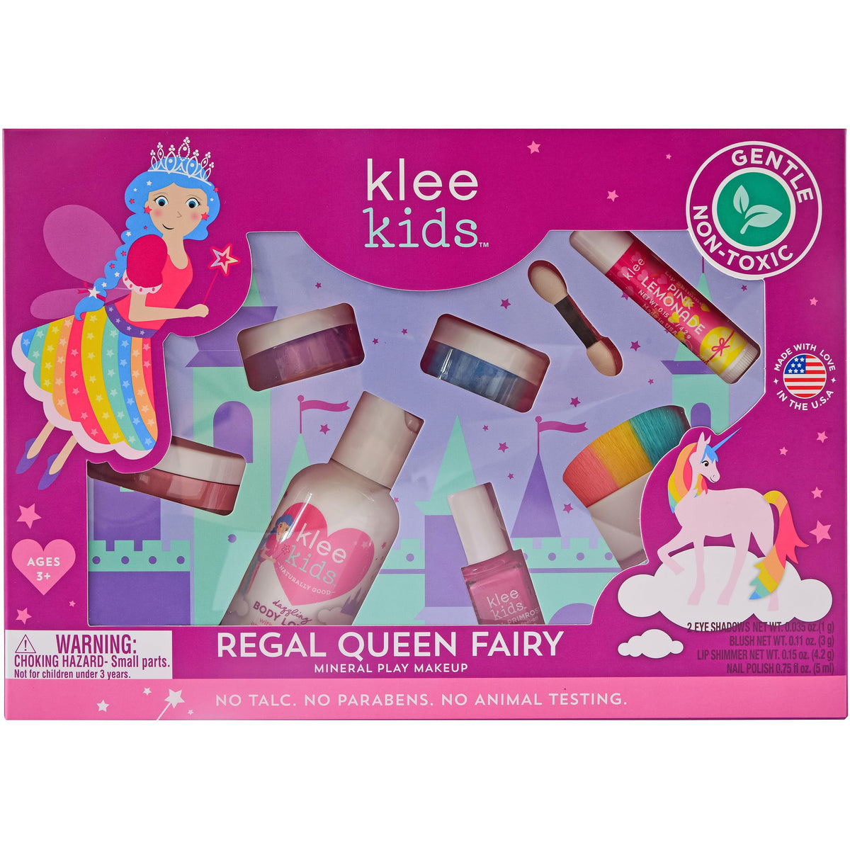 Klee Naturals front packaging showing Regal Queen Fairy kit and components, safe gift
