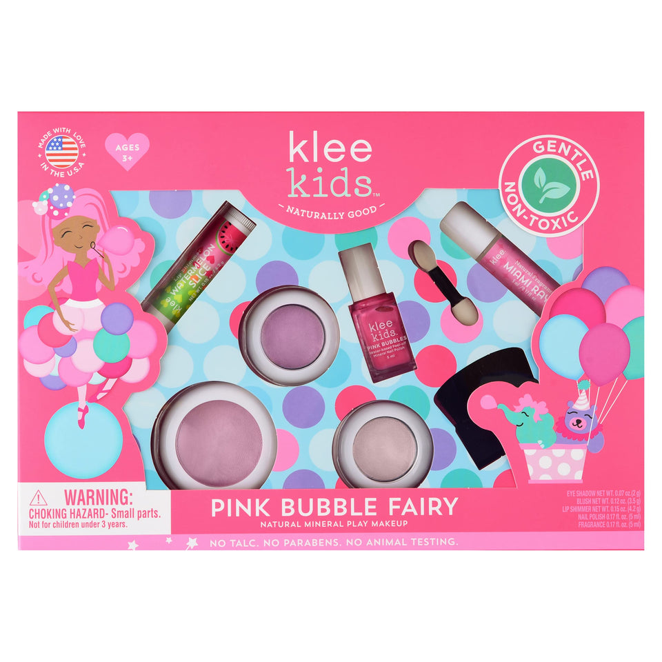 Klee Naturals front packaging showing playful Pink Bubble Fairy and kit benefits