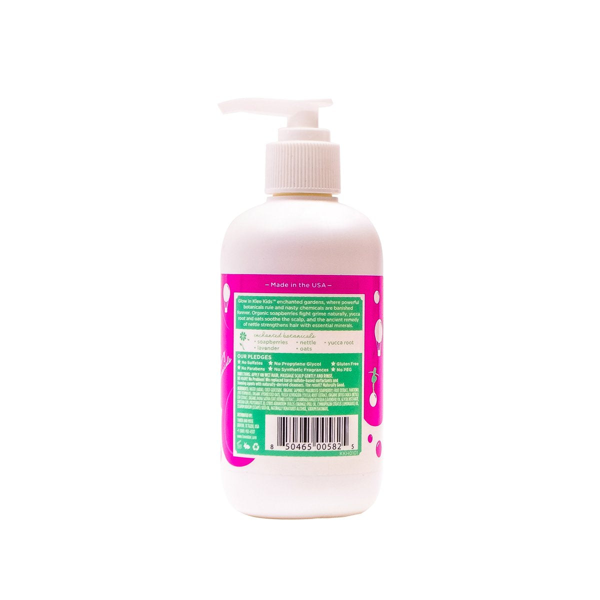 Klee Naturals shampoo foam on hand demonstrating mild lather and easy rinse
