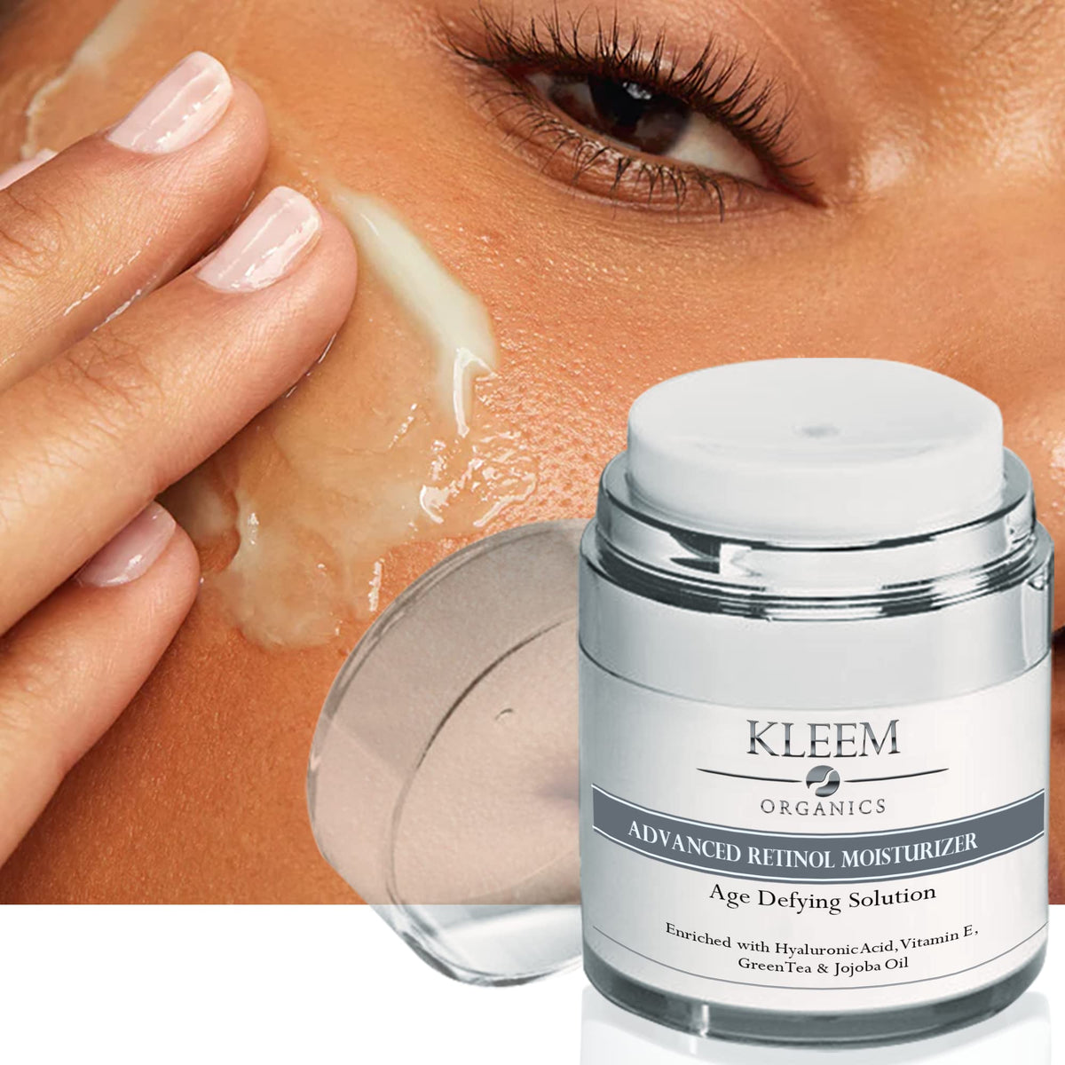 Kleem Organics airless pump detail preserving freshness and reducing waste