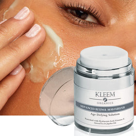 Kleem Organics airless pump detail preserving freshness and reducing waste