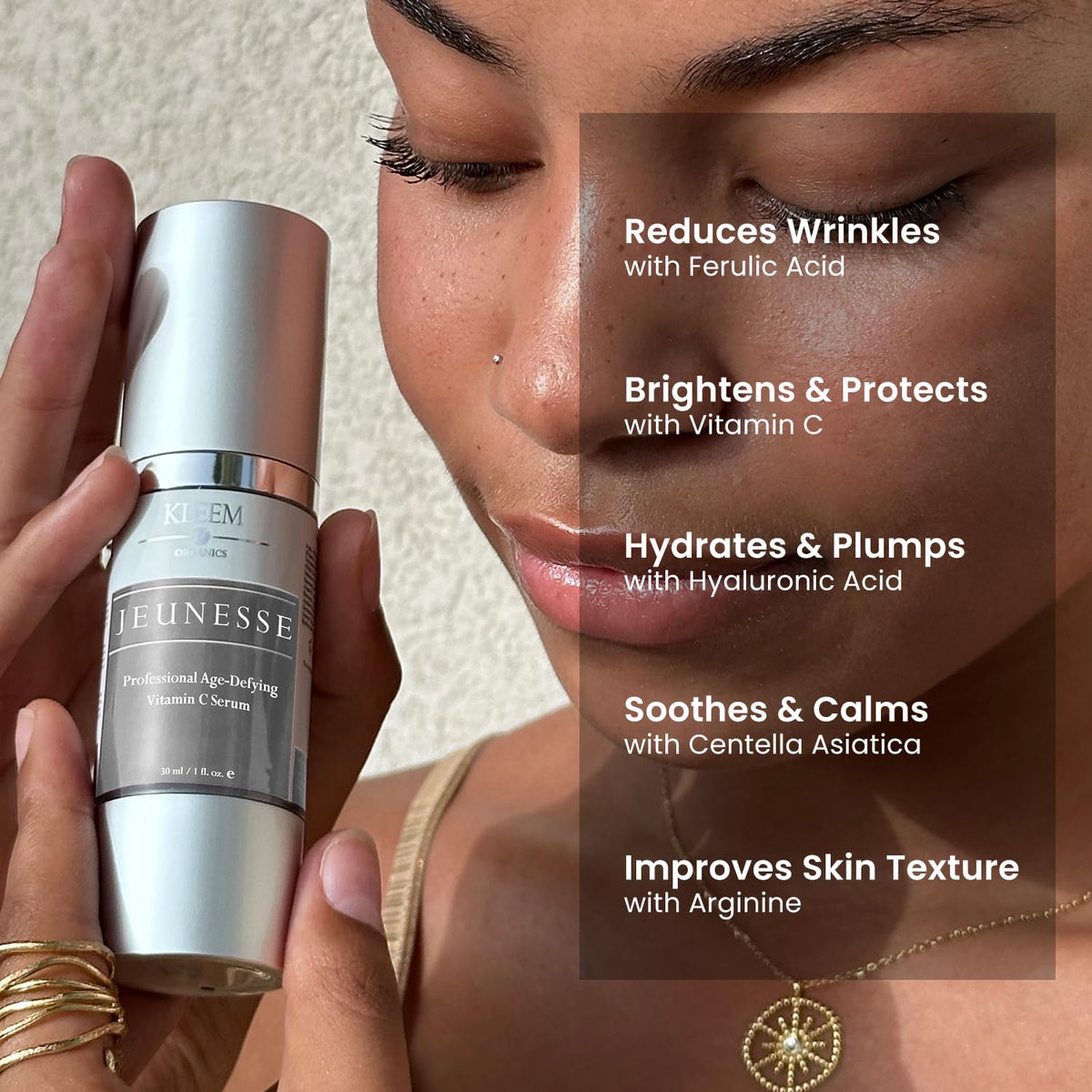 Kleem Organics pipette with droplet highlighting lightweight serum texture benefit