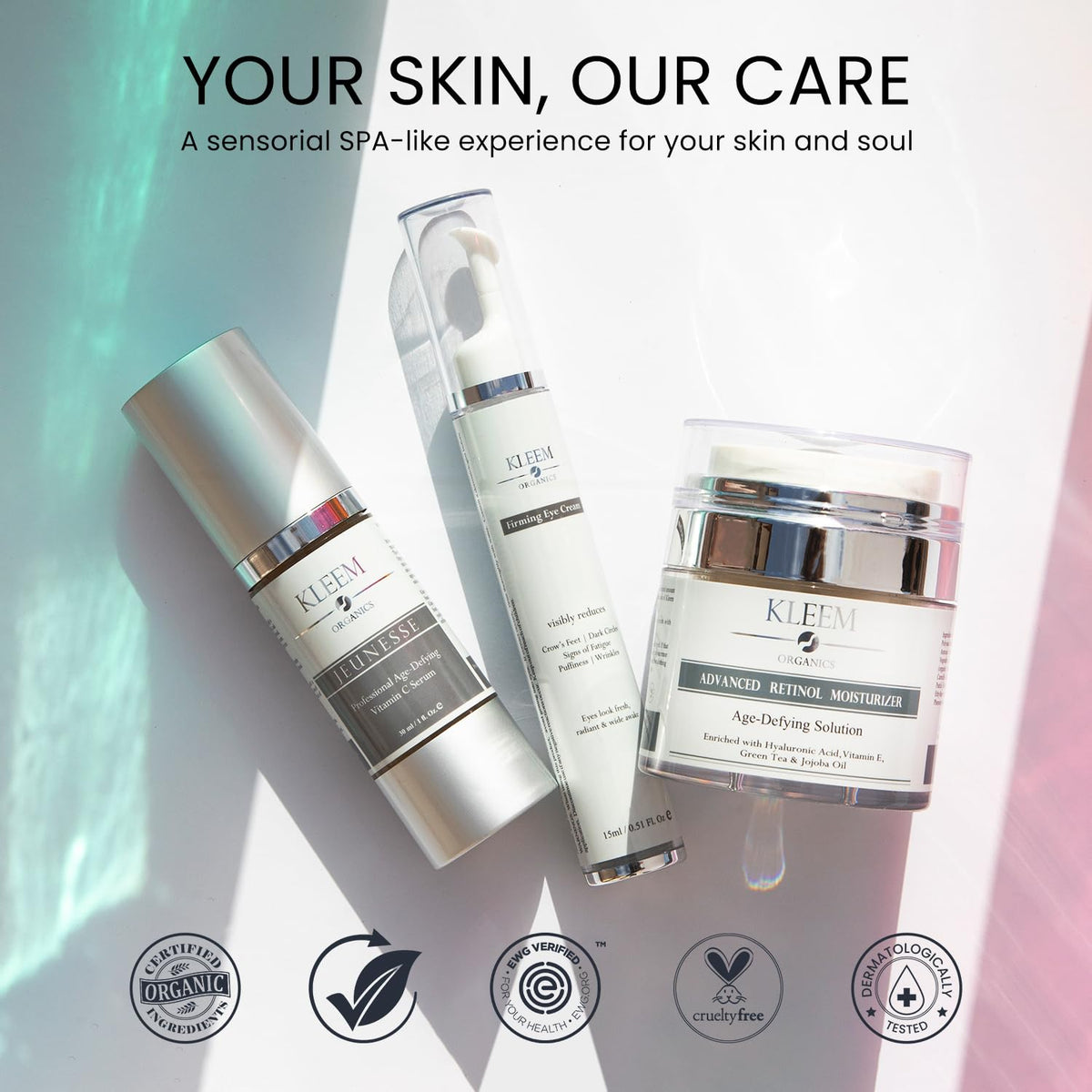 Kleem cruelty-free and recyclable label closeup communicating clean beauty