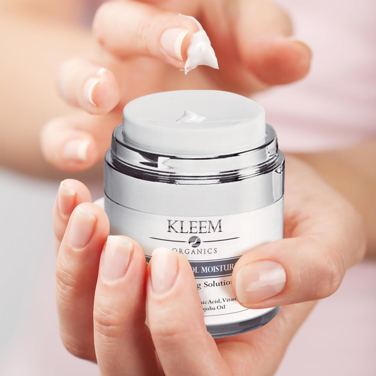 Kleem cream texture closeup showing smooth consistency and lightweight feel