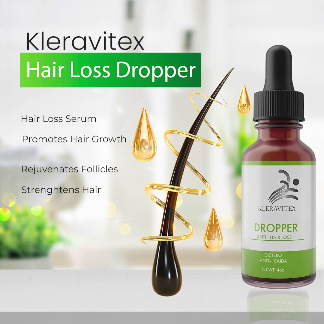 Kleravitex applying drops to scalp demonstrating targeted root nourishment benefit