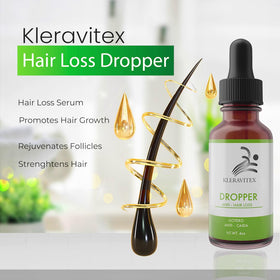 Kleravitex applying drops to scalp demonstrating targeted root nourishment benefit