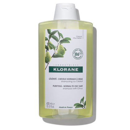 Klorane bottle front packaging showing citrus label and clarifying benefit