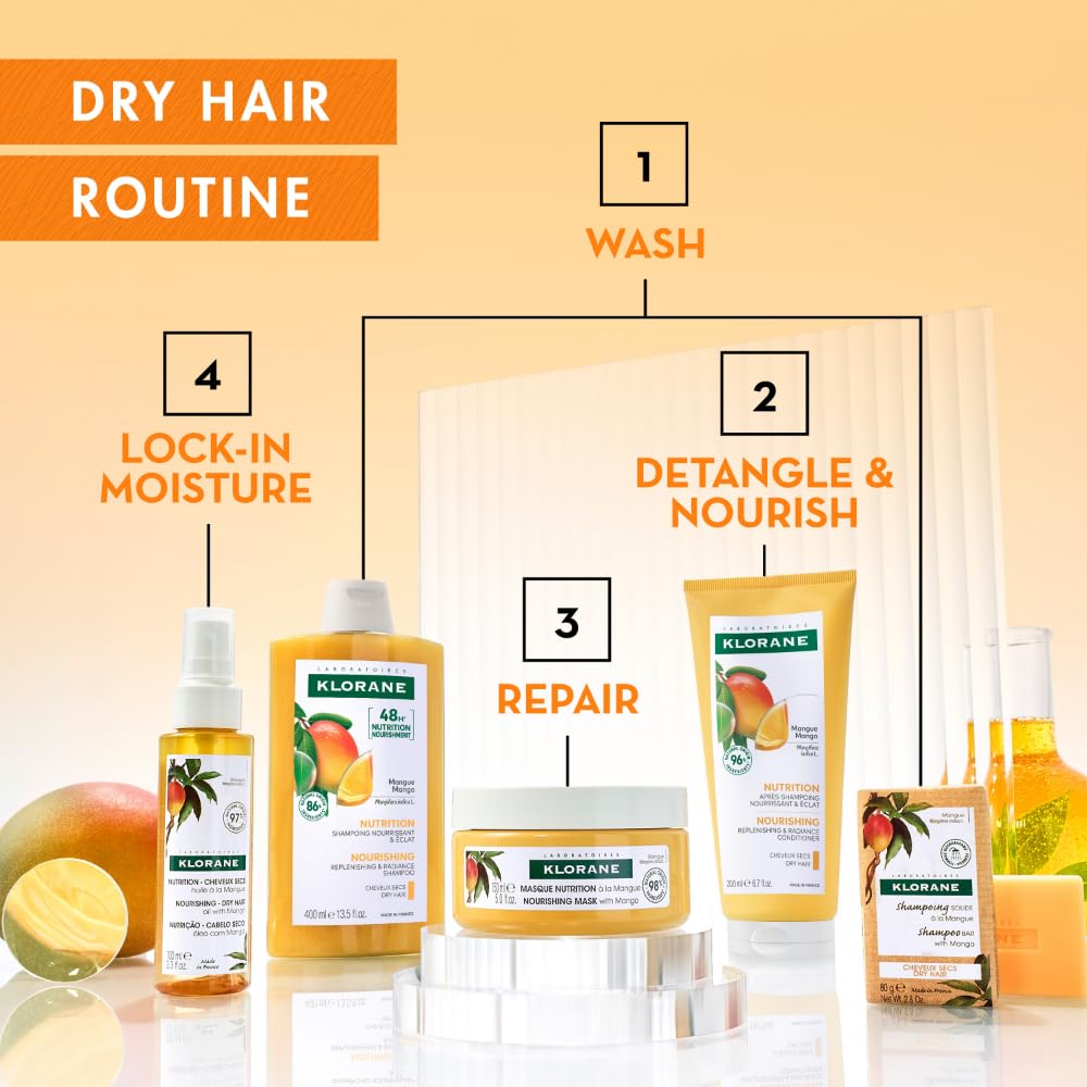 Klorane shampoo on bathroom shelf in a lifestyle scene suggesting daily routine benefit