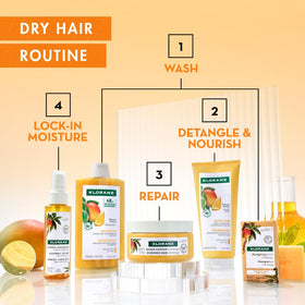 Klorane shampoo on bathroom shelf in a lifestyle scene suggesting daily routine benefit