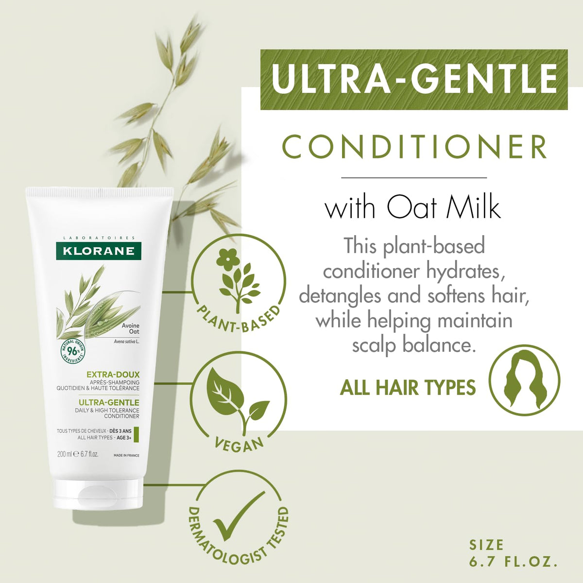 Klorane pouring conditioner texture highlighting creamy oat milk smoothness