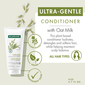 Klorane pouring conditioner texture highlighting creamy oat milk smoothness