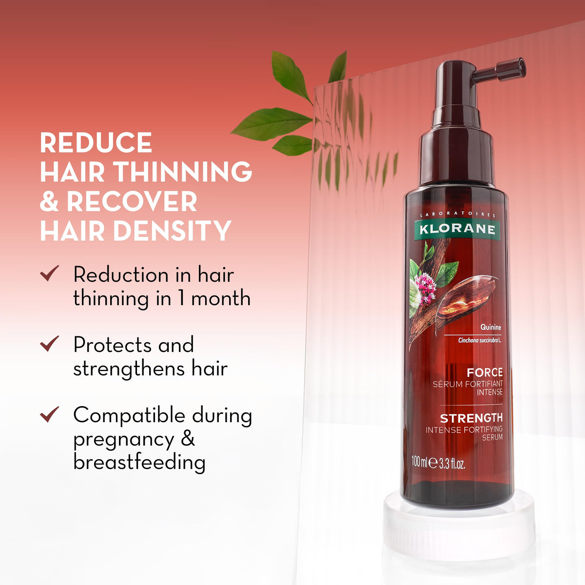 Klorane pump closeup delivering precise drops for targeted scalp application