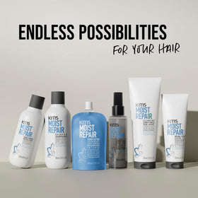 KMS MoistRepair in a salon setting conveying professional-grade moisture and style versatility