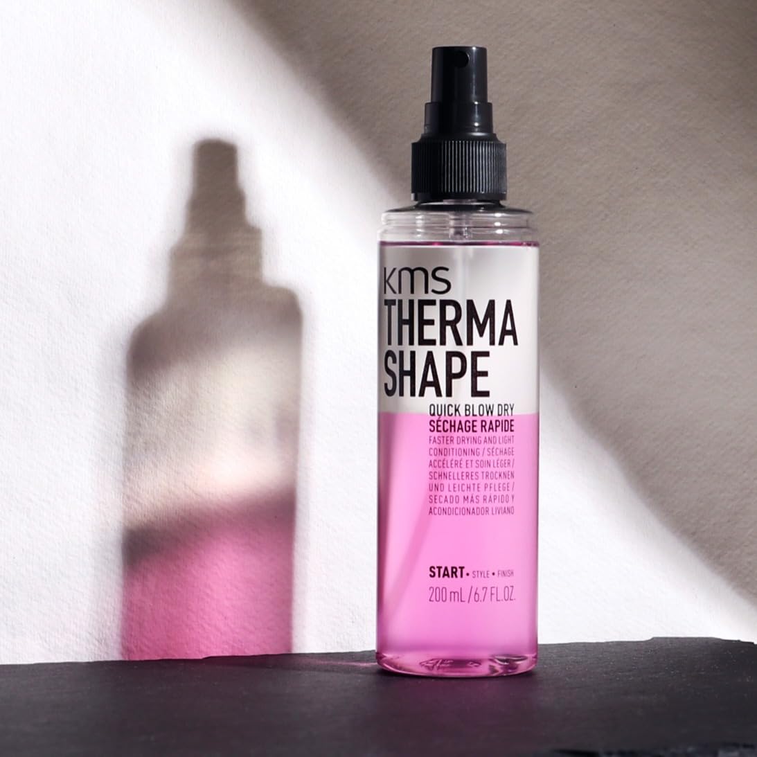 KMS THERMASHAPE finished blowout lifestyle image showing smooth, shiny hair