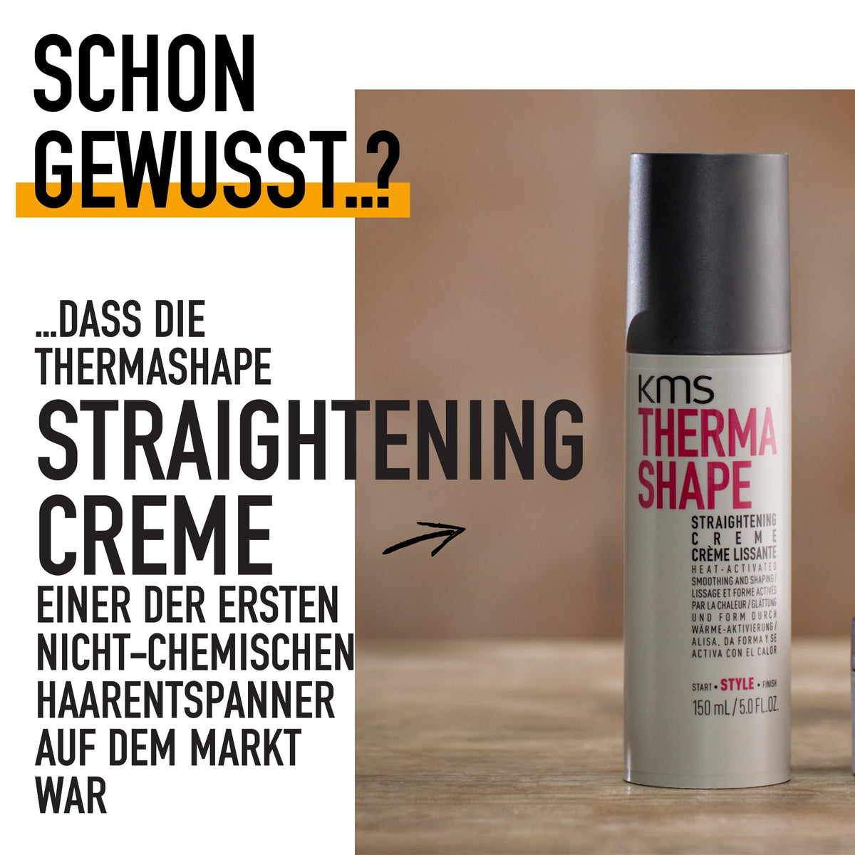 KMS Thermashape in use with round brush while blow-drying to create straight styles