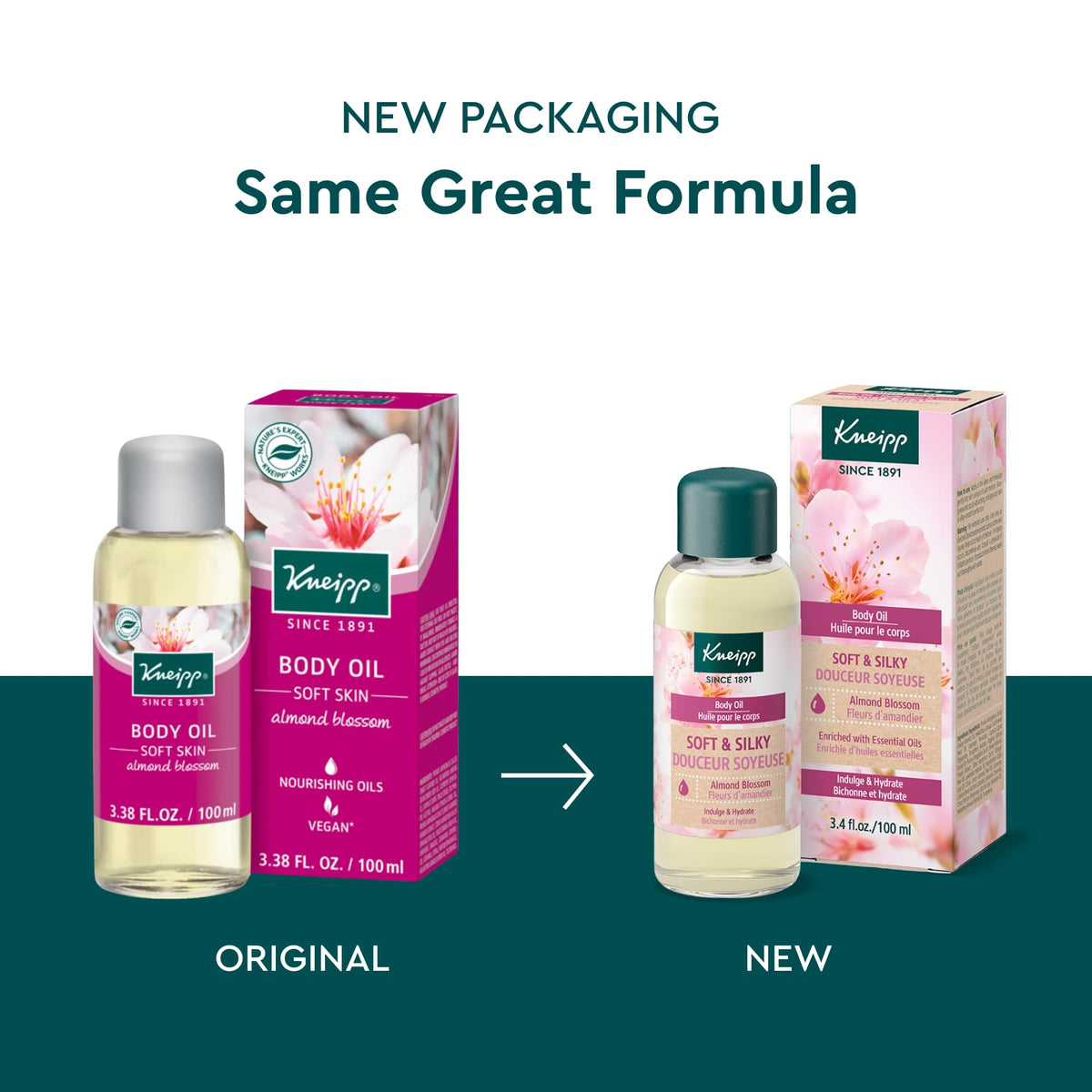 Kneipp oil pour texture demonstrating quick absorption and smooth finish