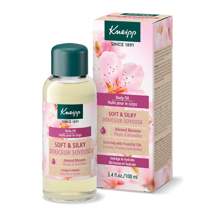 Kneipp front packaging showing bottle and almond blossom scent benefits