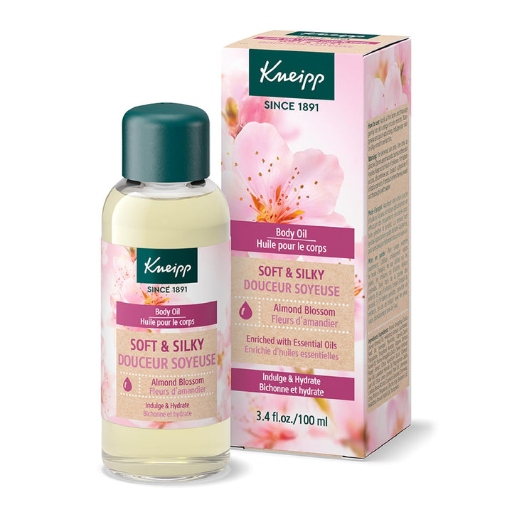 Kneipp front packaging showing bottle and almond blossom scent benefits