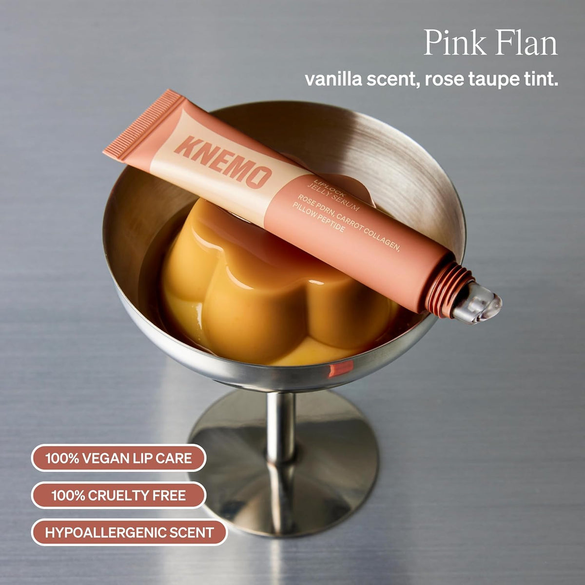 KNEMO LipLock open tube showing jelly texture and effortless glide benefit