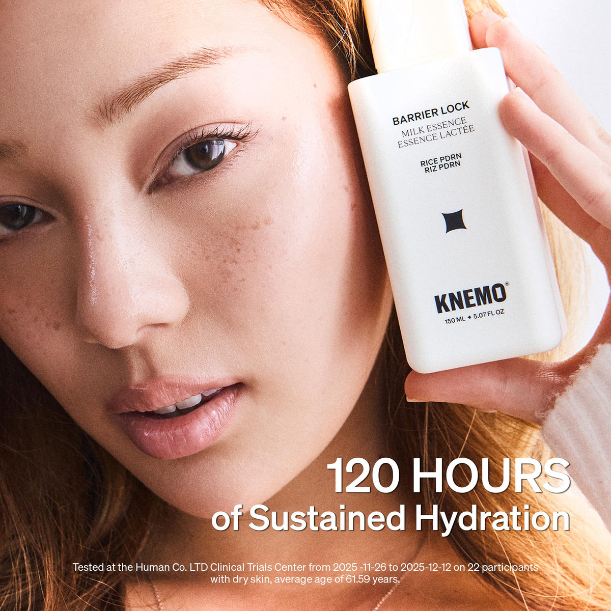 KNEMO layered as overnight mask on cheek, intensive moisture recovery