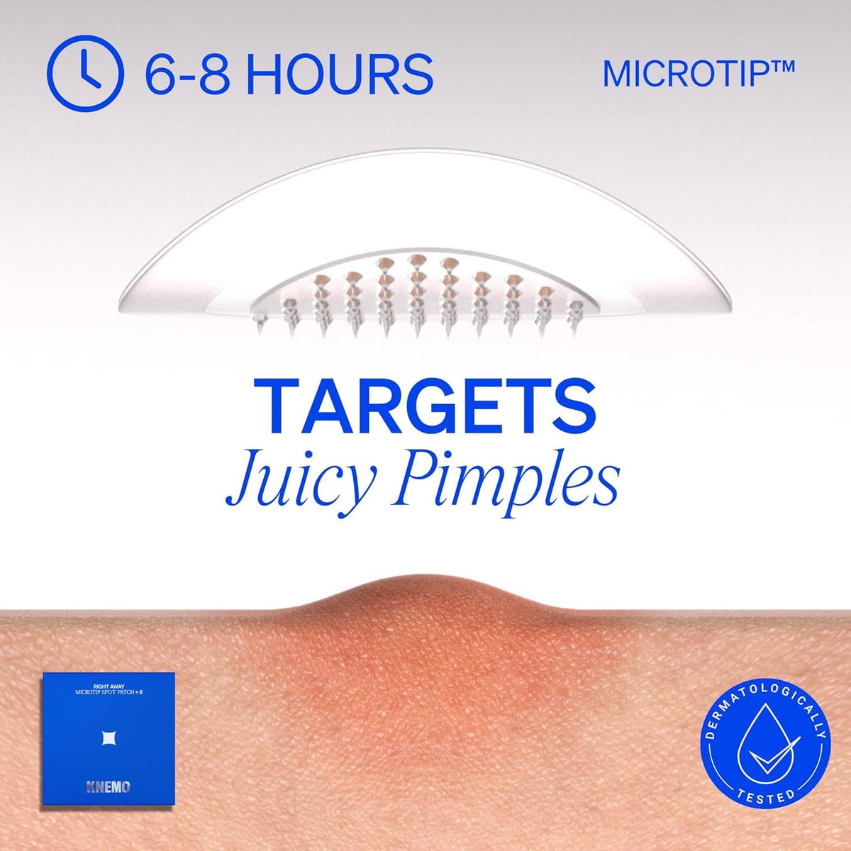 KNEMO patch applied to skin demonstrating discreet wear