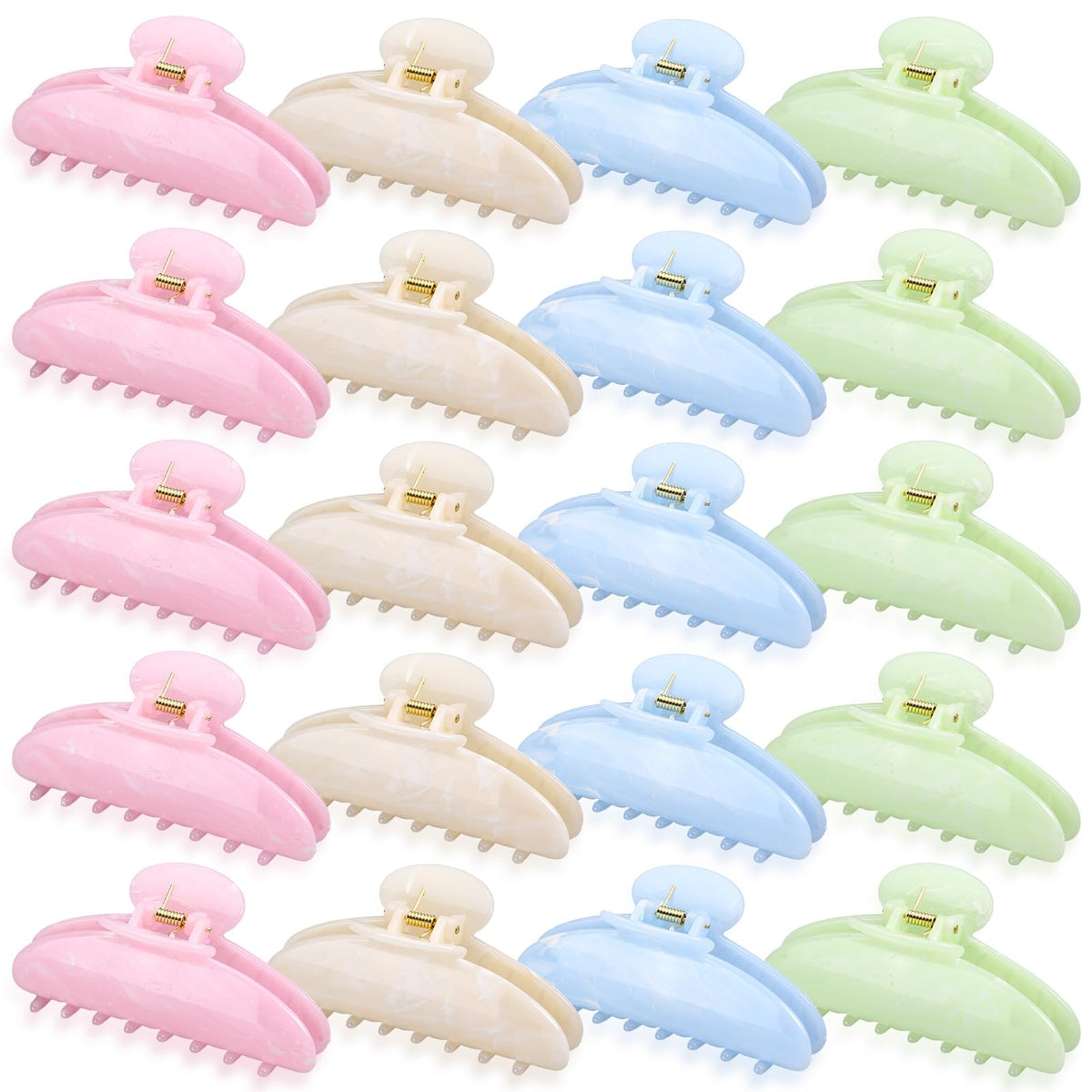 Knitgrip front view of 20 pastel acrylic clips showing full bulk pack benefit