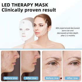 KNNKNN mask in use on model illustrating hands-free at-home skin treatment