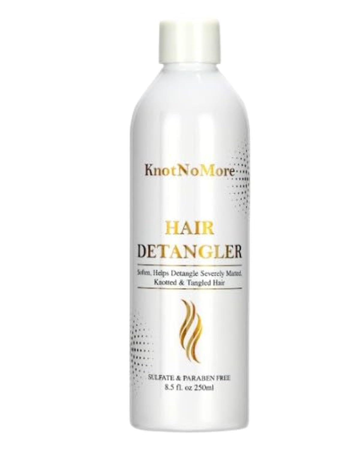 Knot No More front packaging showing bottle and clear benefit of easy detangling