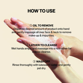 Knours foamed cleanser on hand showing gentle lather and easy rinsing benefit