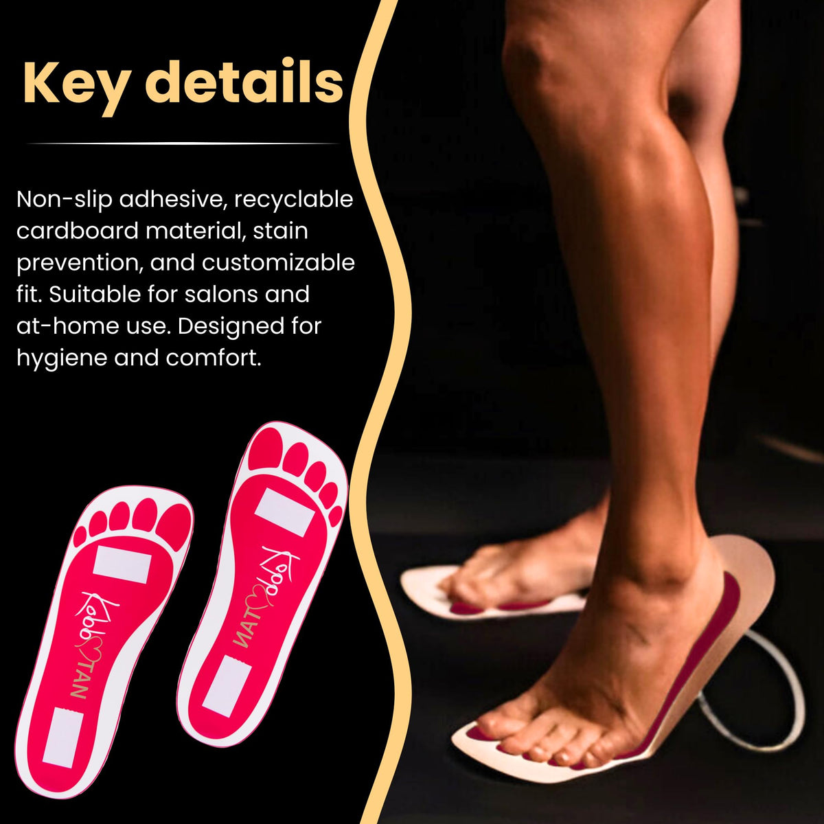 KOBBTAN size comparison with foot to show fit and scale
