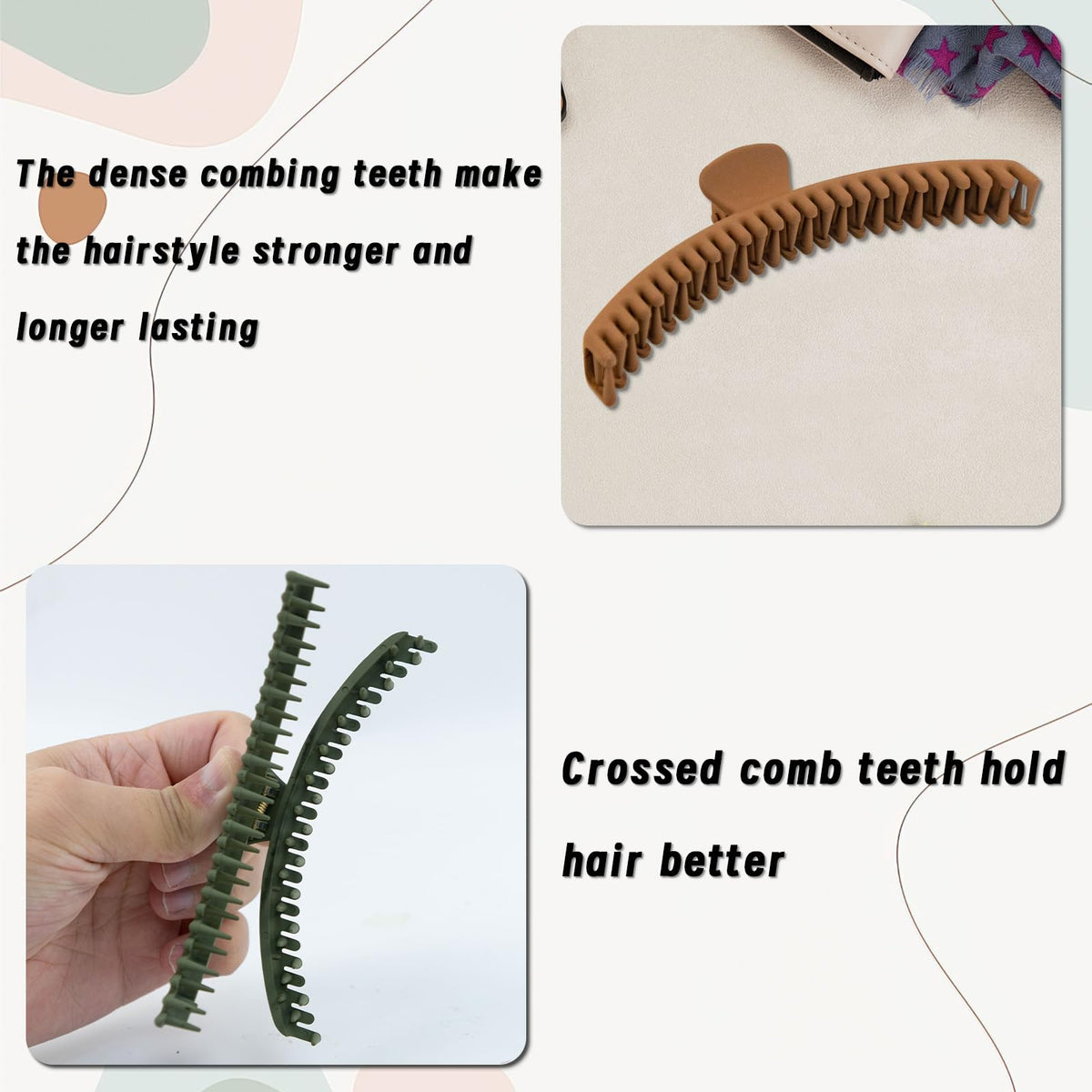 Koceci clip double-row teeth zoom showing improved non-slip hold