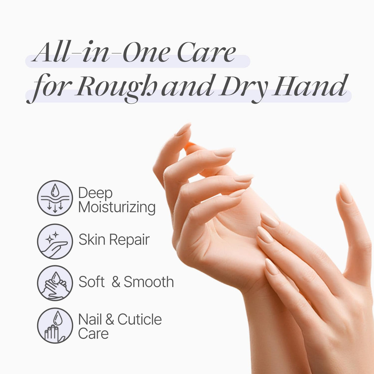 Koelf hand mask applied on hands demonstrating improved hydration and softness