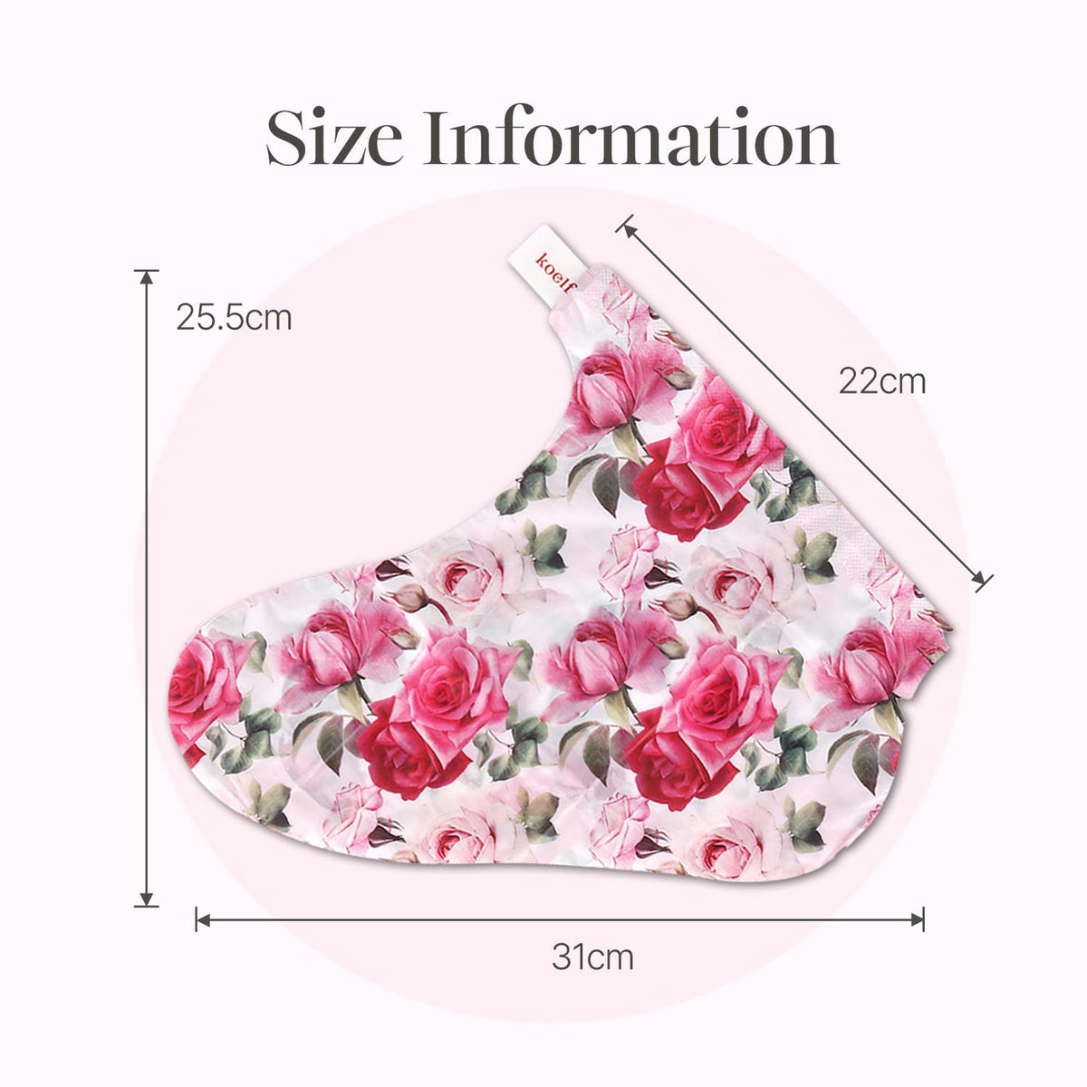 Koelf foot mask beside ruler to demonstrate one-size-fits-most