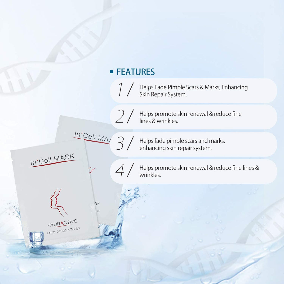 Koi Beauty pack next to a hand to show scale and single-use sheet sizing