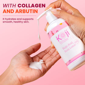 Koji White lotion applied on arm demonstrating instant absorption