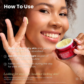 Koji White before and after skin texture comparison showing visible smoothing
