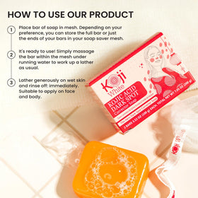 Koji White being used on face during wash routine showing gentle care for sensitive skin benefit